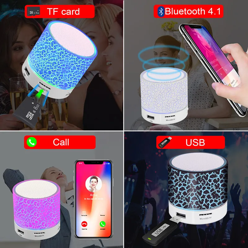 

Bluetooth Speaker Mini Wireless Loudspeaker Crack LED TF USB Subwoofer Bluetooth Speakers Mp3 Stereo Audio Music Player