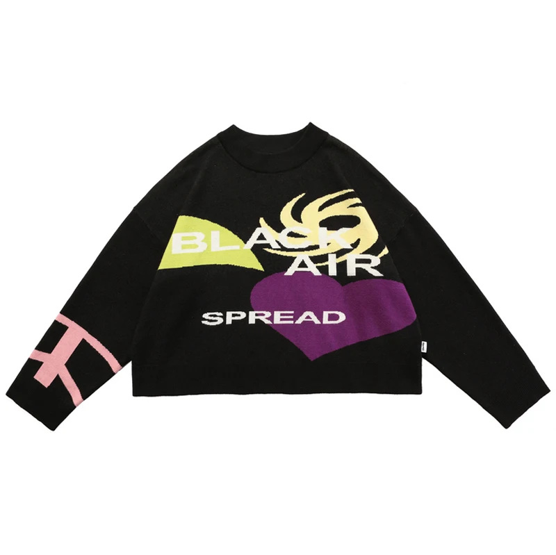 

Женские свитера в стиле Харадзюку с высокой талией, зима 2021, вязаная одежда большого размера унисекс для пар, Повседневная Уличная одежда, с...