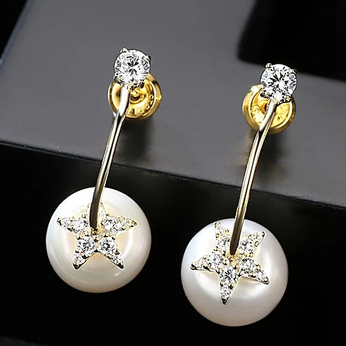 

DI-284 Korean version of pure silver earrings 8-9mm freshwater pearl ladies boutique earrings jewelry gifts