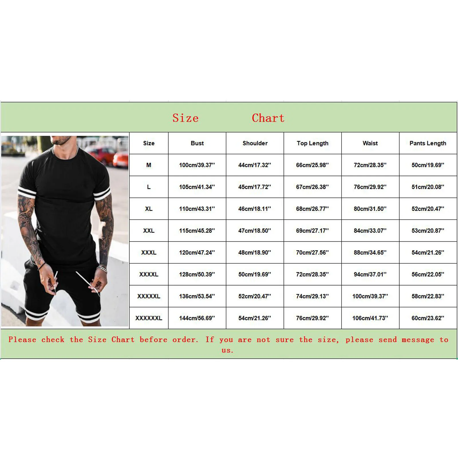 

2021 Men Casual Set Tracksuit Men Summer 2 Pieces Striped Short Sleeve T-shirt+Shorts Male Sportswear Fitness Jogging Sportsuit