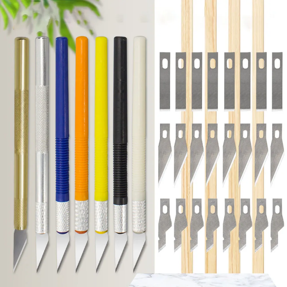 

Pen-type 25pcs Repair Blades Sculpture 5.5/5.8mm 8mm*145mm Aluminum Handle
