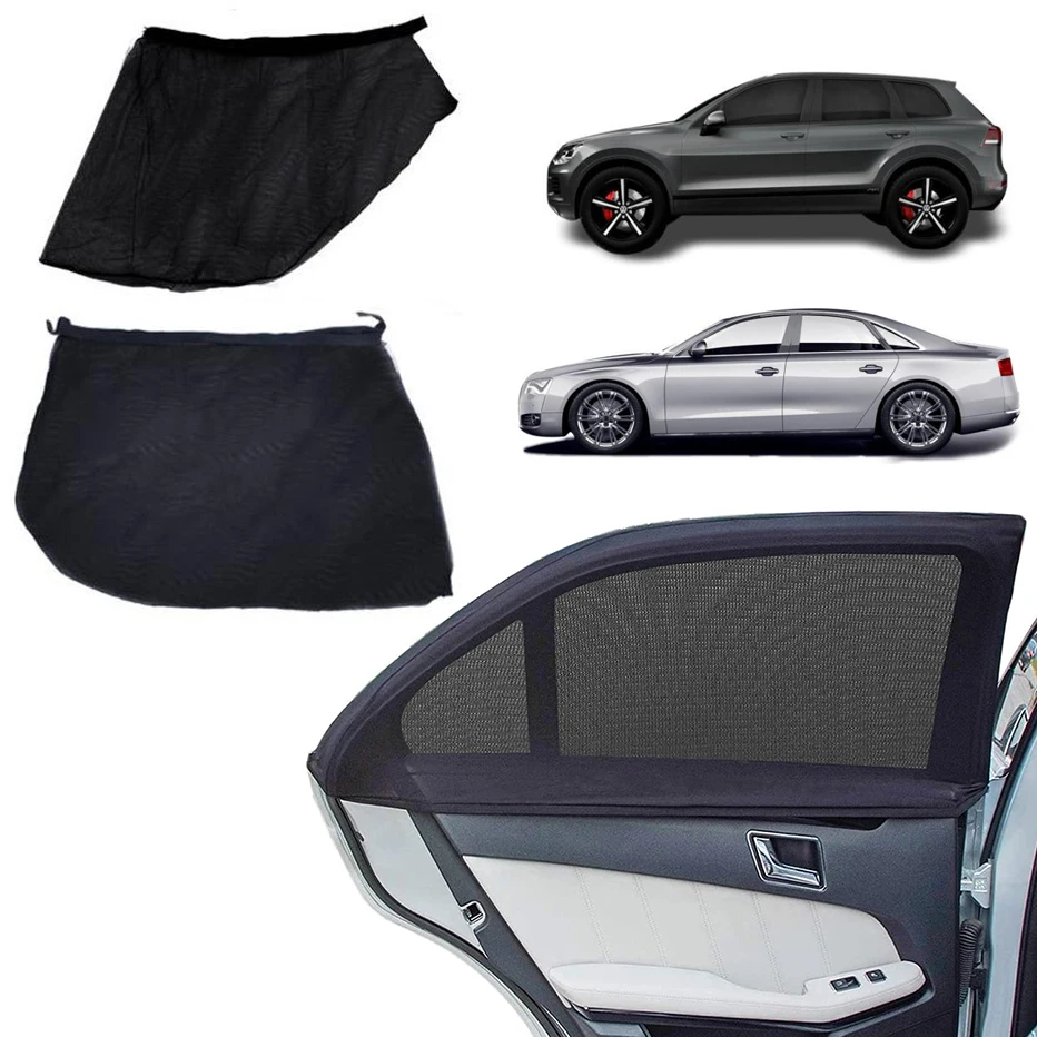 

2 Pack Car SUV Window Sun Shade Curtain Universal Vehicle Interior Sun Protection Window Mesh Cover Block UV Mosquito Mesh Net