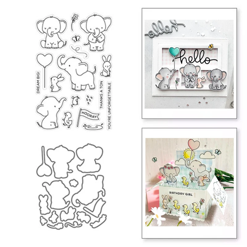 

New Elephant Animal Cutting Dies Stamps Dies Scrapbooking Mold Cut Handmade Tools DIY Greeting Card Craft Decoration Metal Dies