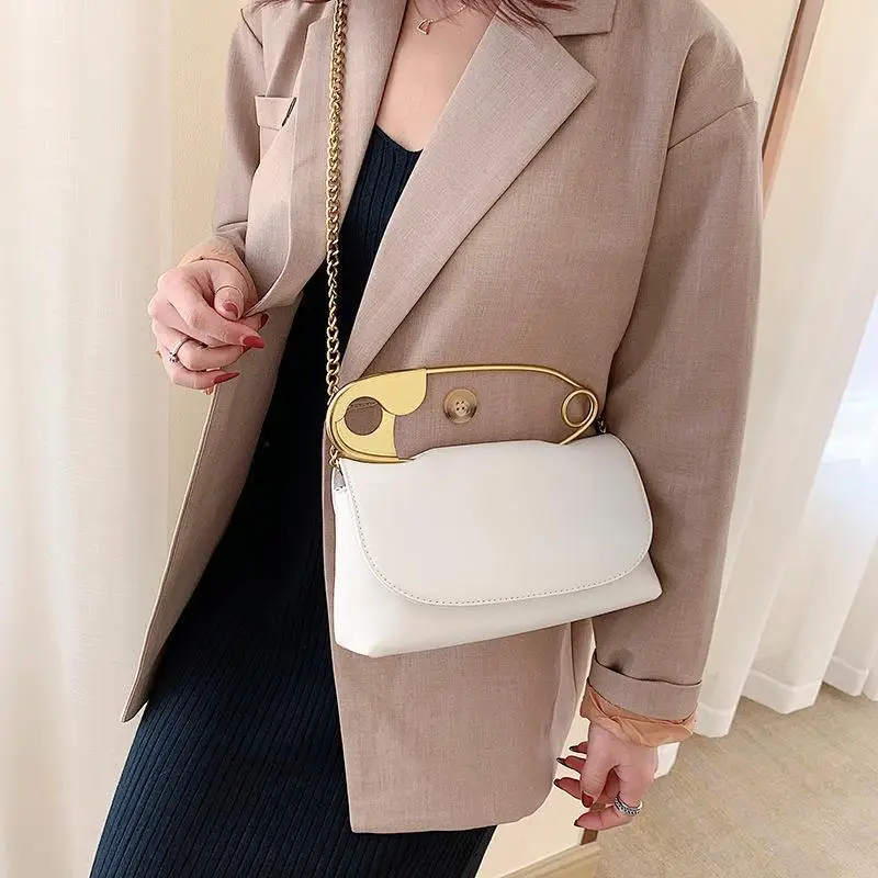 Pin Shape Handbag for Women 2021 Designer Chains Flap Shoulder Bag Fashion Party Clutch Purse Female Mini Crossbody Totes Bolsa