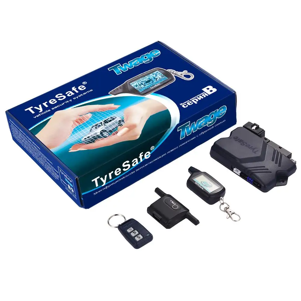 Английская и русская версия TYRESAFE B9 двусторонний Запуск автомобильной сигнализации охранная сигнализация Пульт дистанционного управления с силиконовой крышкой подарок