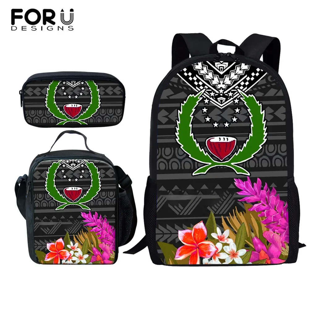 Школьные ранцы FORUDESIGNS для девочек-подростков, женский рюкзак с Полинезийским принтом племени, Регулируемый рюкзак