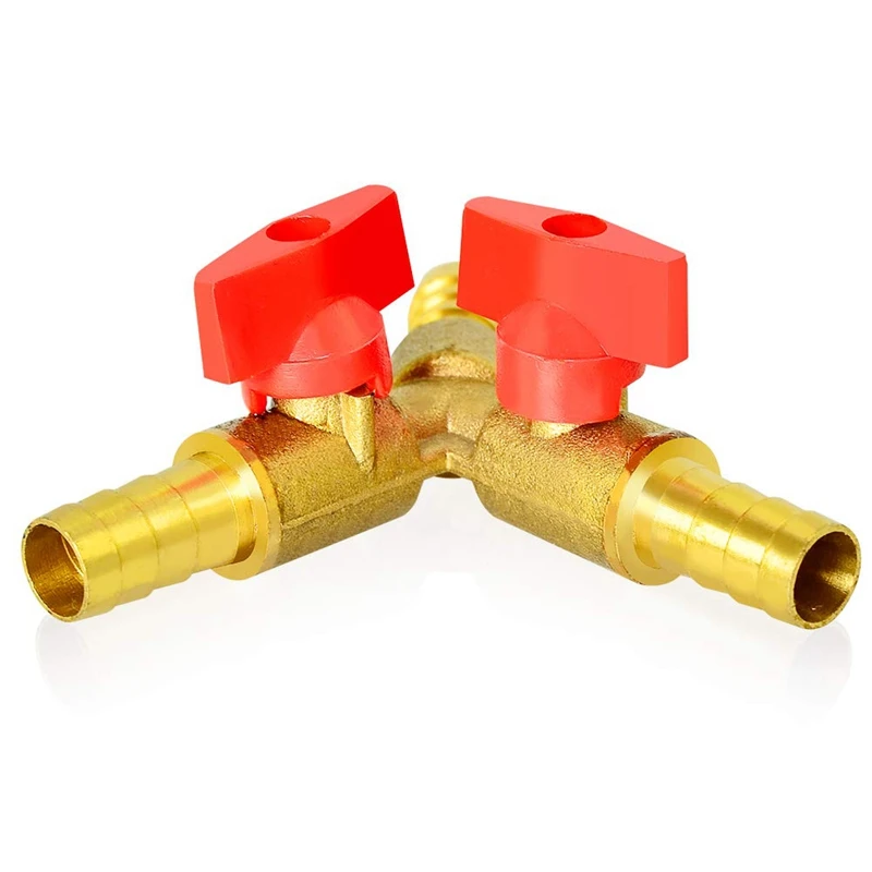 

2 PCS 3-Way Globe Valve, 3/8Inch Hose Barb, 2-Switch Brass Y-Shaped Valve, Y-Shaped Pagoda Needle Valve(10mm)