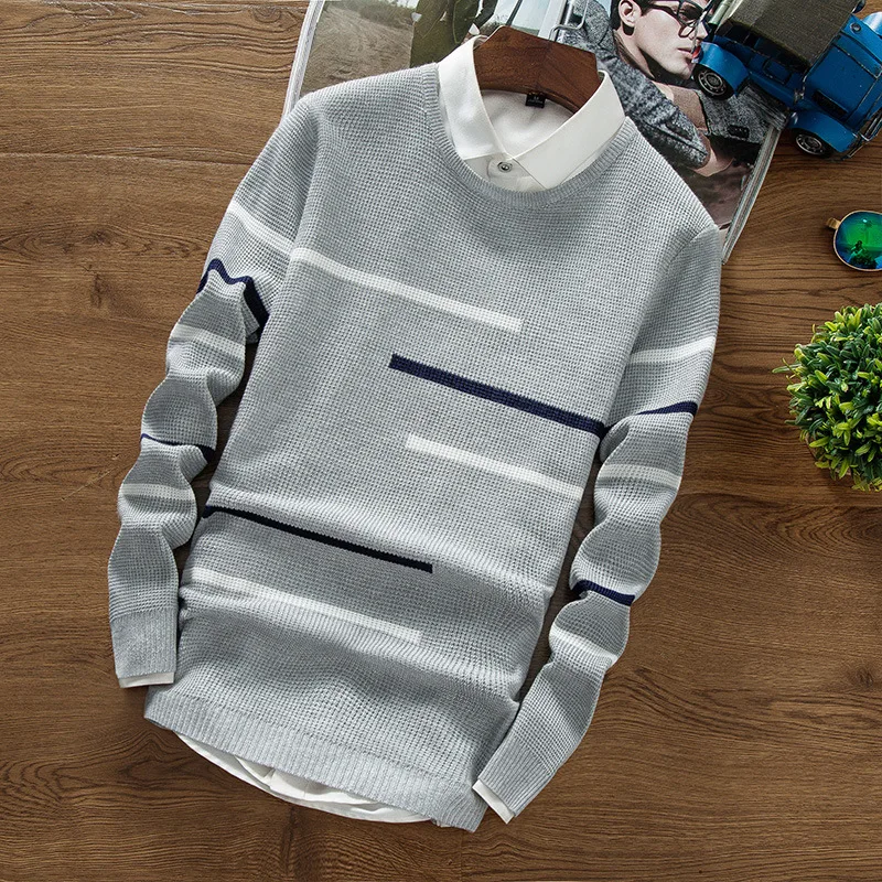 

Pullover Men Brand Clothing 2019 Autumn Winter Slim fit Sweater Men Casual Striped Pull Men mens sweaters mens sweater