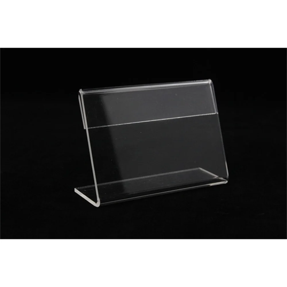 150x100mm Thickness 2mm Acrylic Sign Display Rack Frame Card Tag Display Table L Stand Pop Desktop Name Card Label Holder Rack