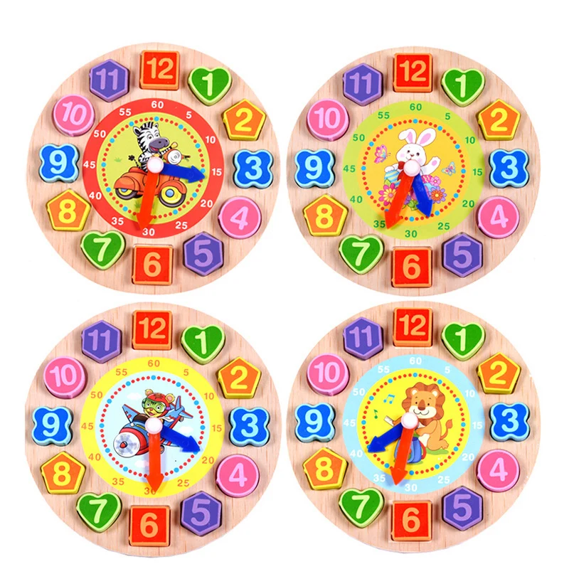 Colorful DIY Assemble the Clock Baby Wooden toys alarm children Cartoon Animal Model Digital String Early Education | Игрушки и хобби