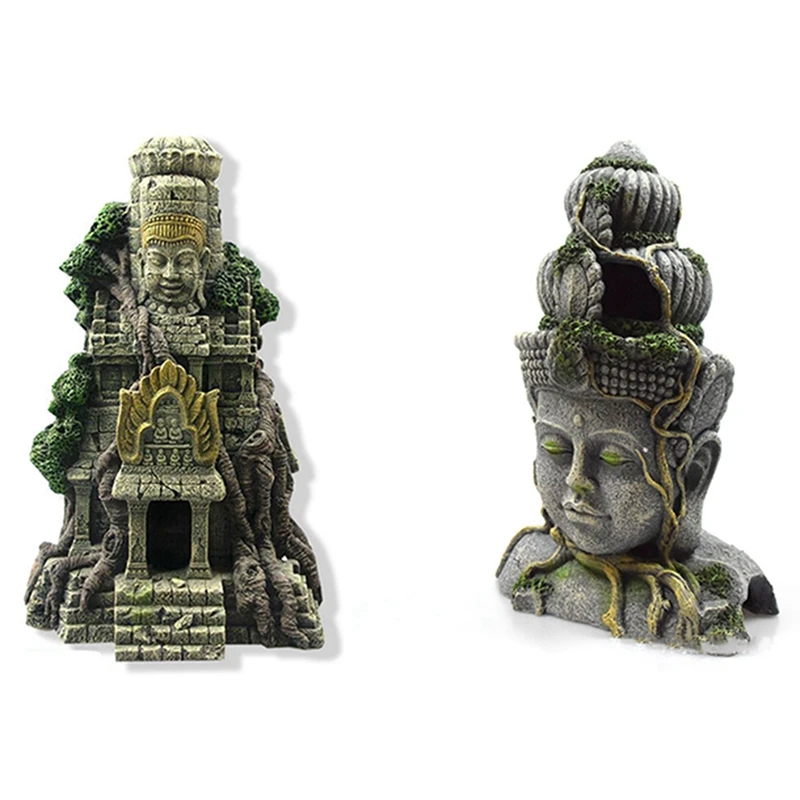 

Статуэтки из древнего камня Будды, украшение для аквариума и искусственное украшение Будды, ретро Статуэтки из смолы