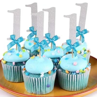10pcs first happy birthday glitter paper 1 cupcake toppers my 1st party decorations kids one year old baby boy girl supplies