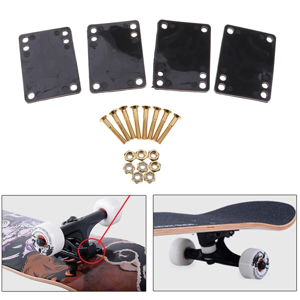

Skateboard Riser Pads Shock Pad Longboards Wheel Bolts Screws Nuts Hardware Skateboards Cruiser Wheel Accessory