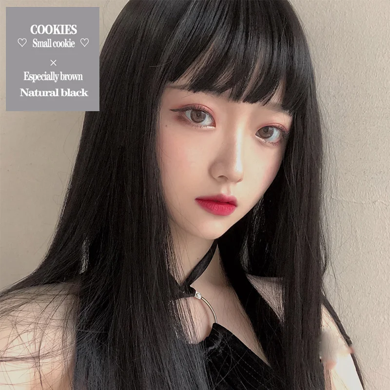 Длинная прямая черная парик Лолиты LUPU с челкой, стойкий к теплу волокну, модная париковая вечеринка косплея для женщин.