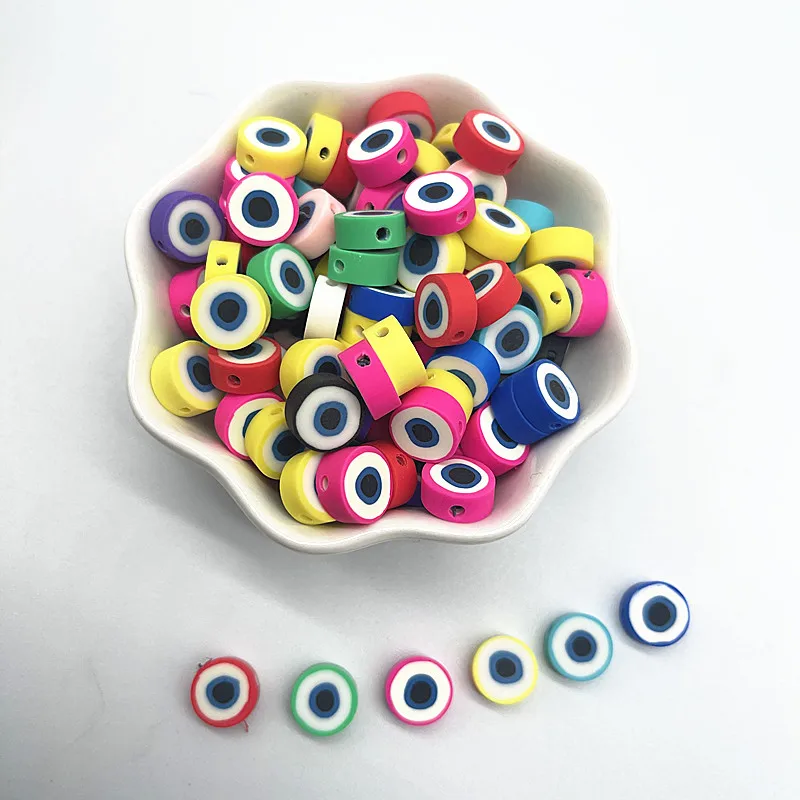 

New 30pcs 10mm Eye Beads Polymer Clay Spacer Loose Beads for Jewelry Making DIY Bracelet Accessories #16