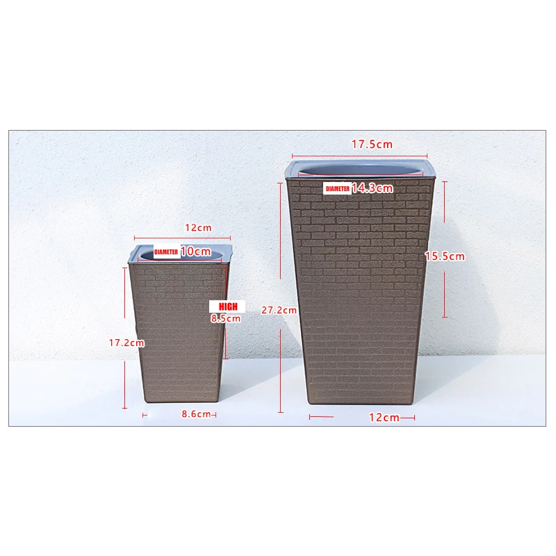 Цветочный горшок с рисунком кирпича Искусственный металлический пластиковый