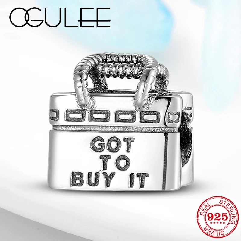 925 пробы серебро женская сумка для покупок форма бусины шарм подходит