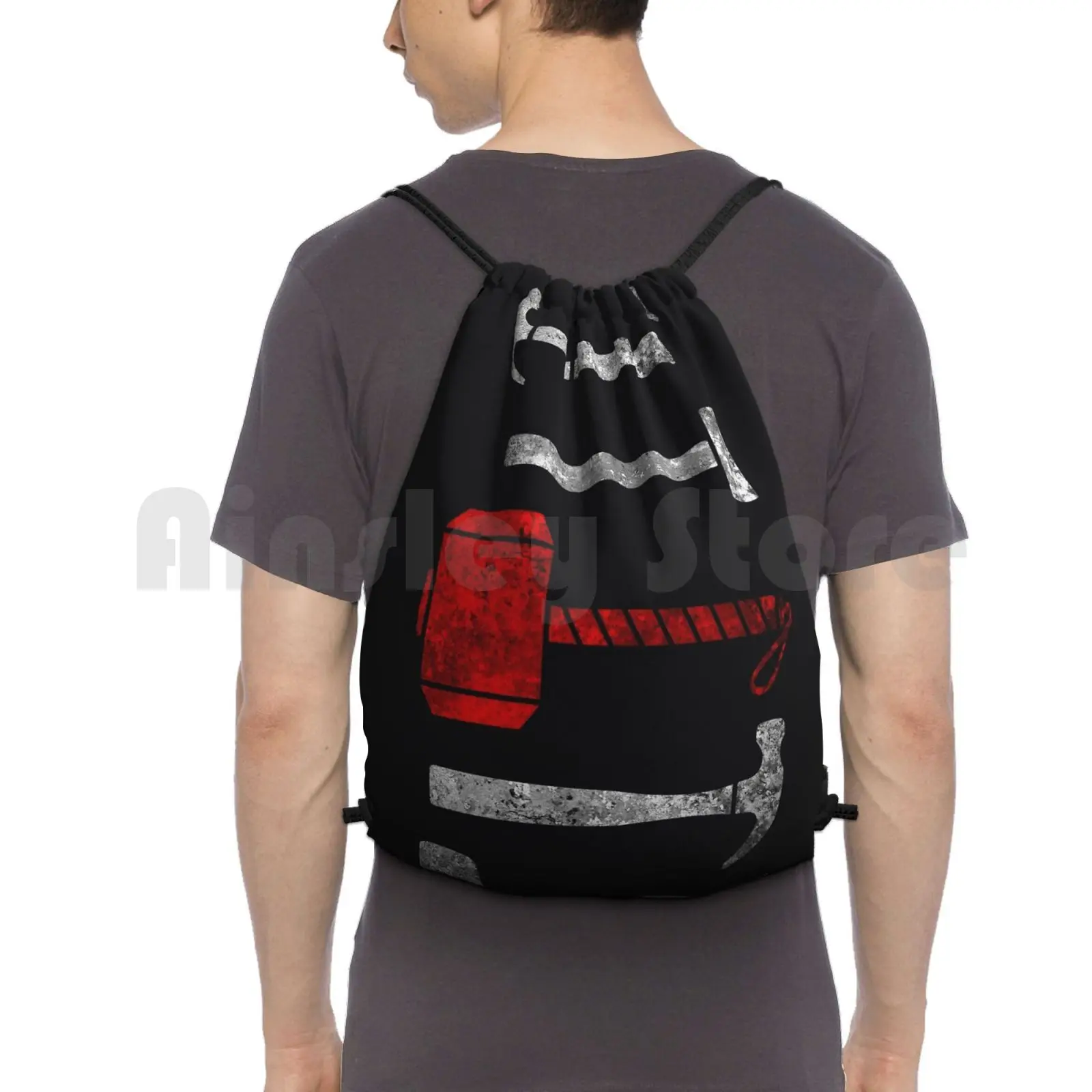

Hammer Time Backpack Drawstring Bags Gym Bag Waterproof Mjolnir Hammer Tools Comics Superhero