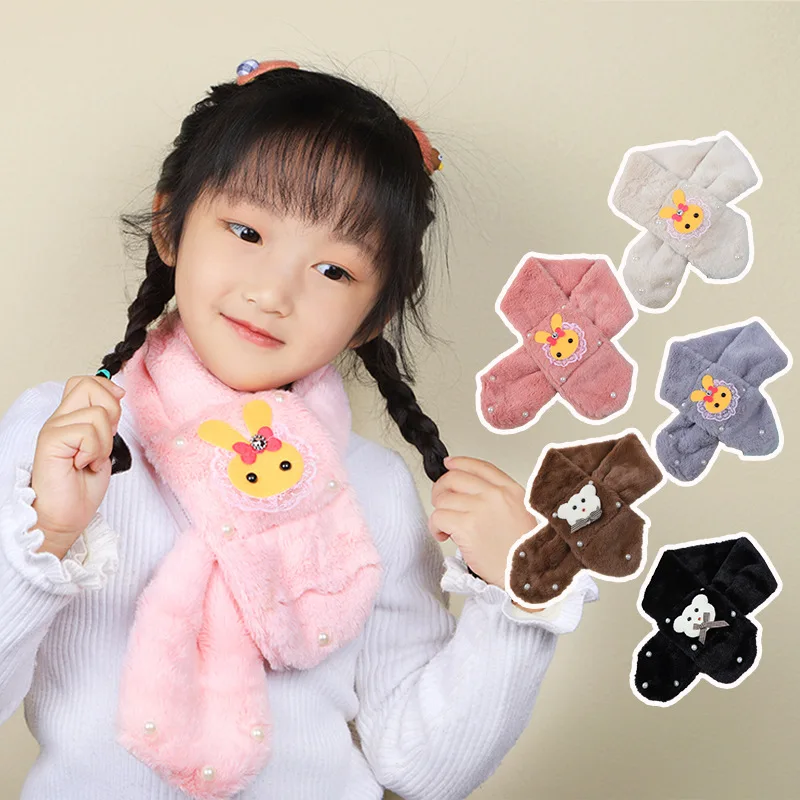 

Шарф детский зимний из искусственного кроличьего меха, с мультяшным принтом