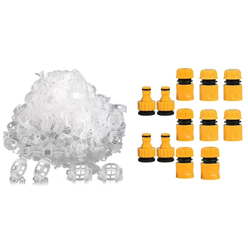 

150Pcs Plant Support Garden Clips for Vine Vegetables & 12Pcs Garden Irrigation Hose Connectors Kits with Tap Connectors