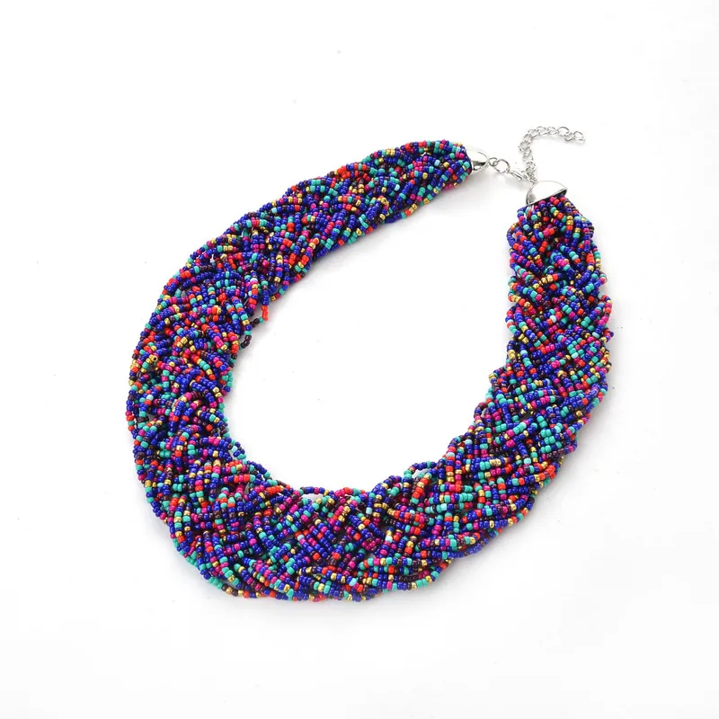 Classic Beads Necklace Vintage Beaded Handmade Chunky Chain Bib Choker Collar Statement Ethnic Maxi Necklaces For Women | Украшения и
