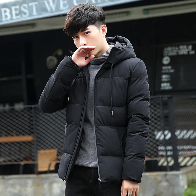 

Повседневная мужская осенне-зимняя стильная легкая куртка, верхняя одежда, облегающие пальто, хлопковая Толстая Теплая мужская куртка с ка...