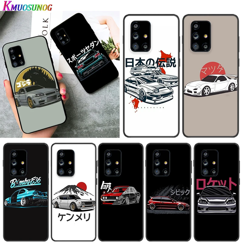 

Cartoon Car JDM for Samsung A91 A81 A71 A72 A52 A51 UW A42 A41 A32 A31 A21 A12 A02S A11 Black Phone Case