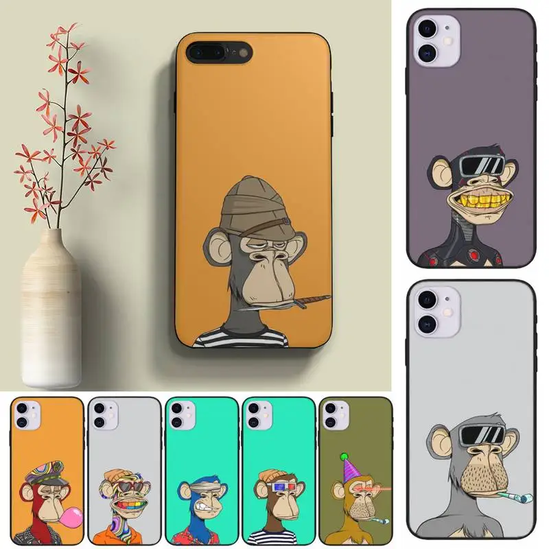 

Boring Monkey Club Black Silicone Phone Case Fundas Shell Cover For Samsung A51 A52 A71 A72 A80 A91 A20E A32 A31 A21 A11
