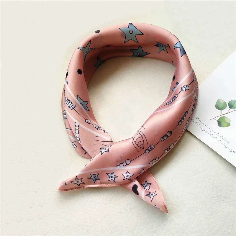 

53cm Handkerchief Luxury Brand Women's Silk Scarf Top Ladies Headband Neck Scarf Shawl R16