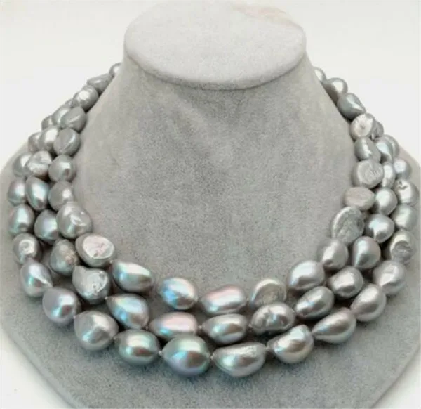 

HABITOO Classic Natural 12-13mm Gray Baroque Freshwater Pearl Necklace Long 50 Inch for Women Fashion Jewelry Charming Gifts