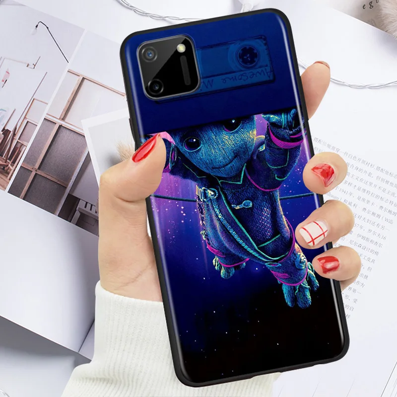 

Marvel Super Hero Avengers Groot For OPPO Realme 7i 7 6 6S 6i 5 5S 5i 3i Narzo 10 20 Pro Global TPU Silicone Black Phone Case