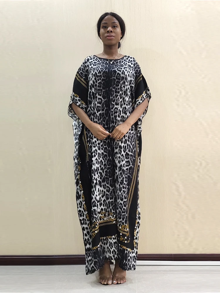 

African Women Classic Dashiki Robe Female Leopard Party Long Dresses