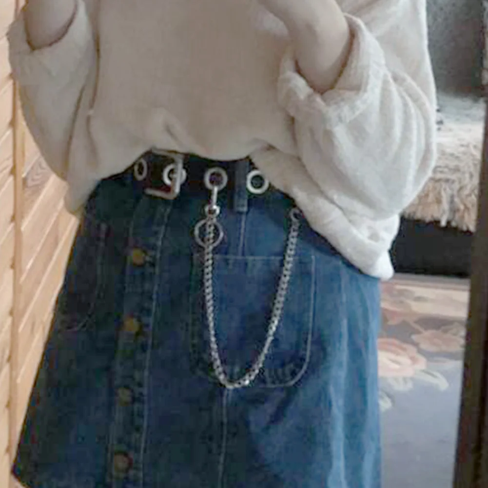 Хит продаж брюки в стиле панк-рок с крючками пояс цепочкой металлический кошелек