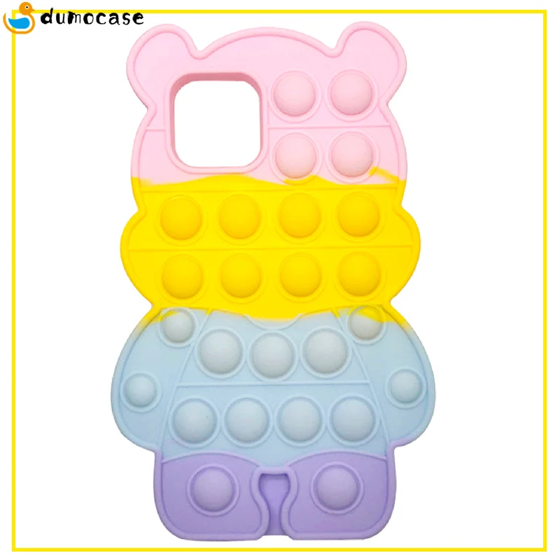 

3D Bear Pop Bubble Case for IPhone 11 12 Pro Max Xr X Xs Max 4S 5S 6S 7 8 Plus SE 2020 Relievestress Stress Soft Silicone Cover