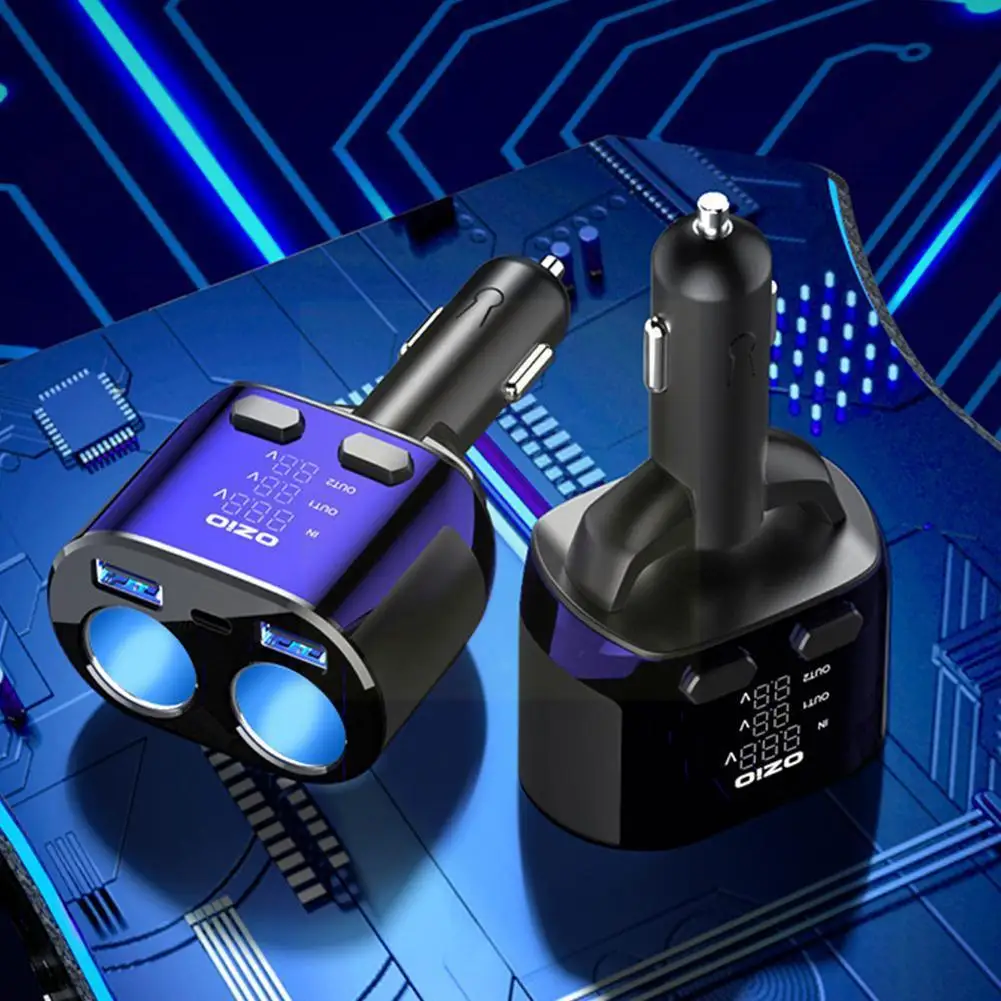 

Автомобильное зарядное устройство, штепсельная вилка с большим экраном для двух и трех разъемов питания, стандартная Двойная зарядка для в...