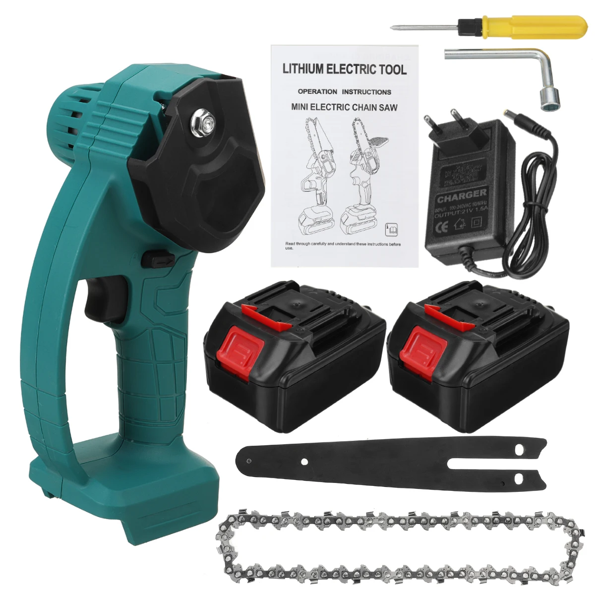 

1200W Electric Chain Saw 6 inch Portable Electric Pruning Saw Electric Saws Woodworking Mini Electric Chainsaw 98/68V Battery