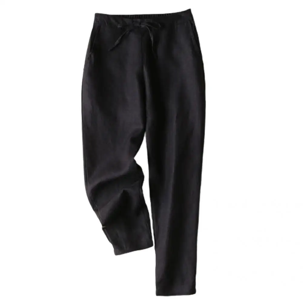 

Breathable Simple Elastic Waist Casual Long Pants Female Women Pants Pockets for Going Out