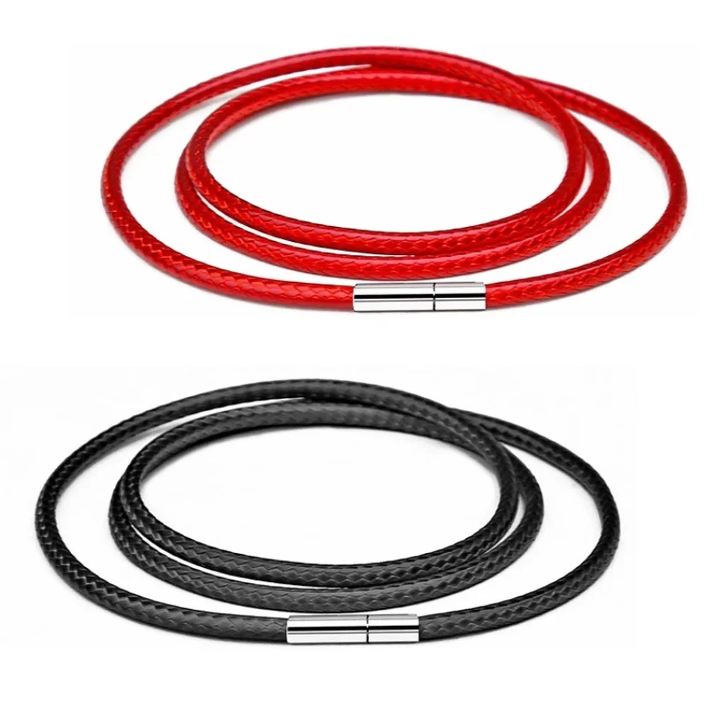 

Black Wax Leather Cord Stainless Steel Lobster Clasp Chain Matching Pendant Rope Necklace Neck Lace Cross Jewelry Accessories