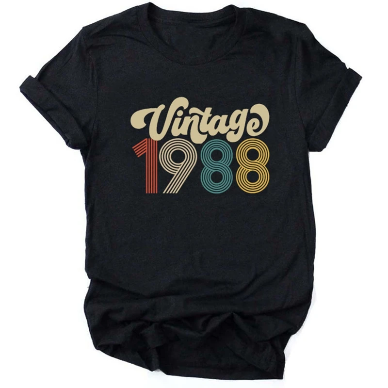 Vintage 1988 Frauen T Shirt 33rd Geburtstag Party Frau Kleidung O Hals Kurzarm Ästhetischen T-shirt Fashion Tops T Dropshipping