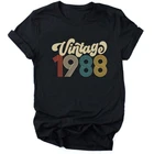 Женская футболка на 33-й день рождения, с круглым вырезом и коротким рукавом, винтажная, 1988
