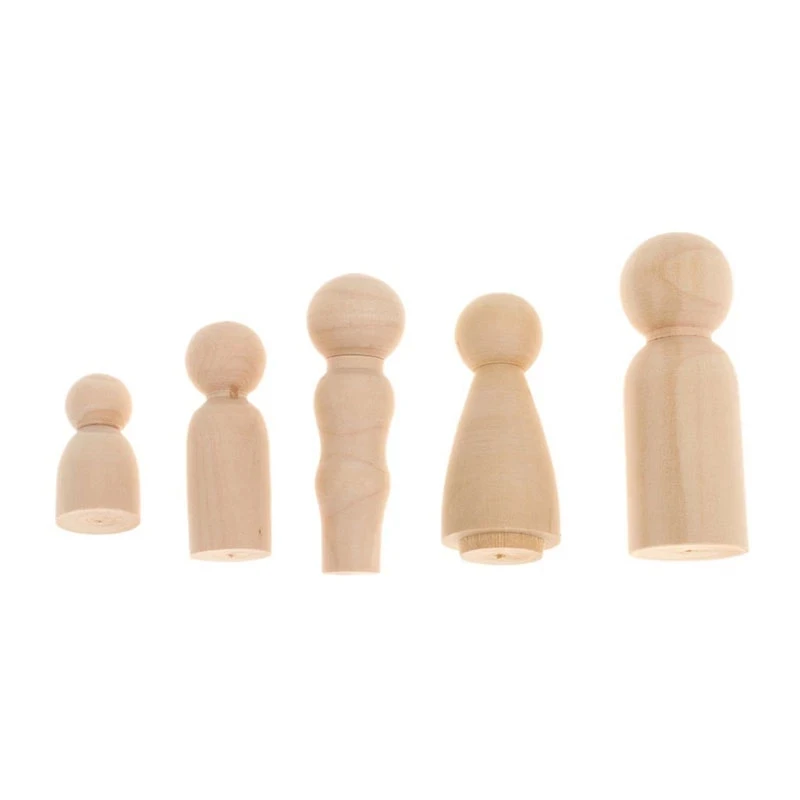 10 шт. НЕОБРАБОТАННАЯ древесина мальчик Peg игрушка Натуральный Деревянный DIY