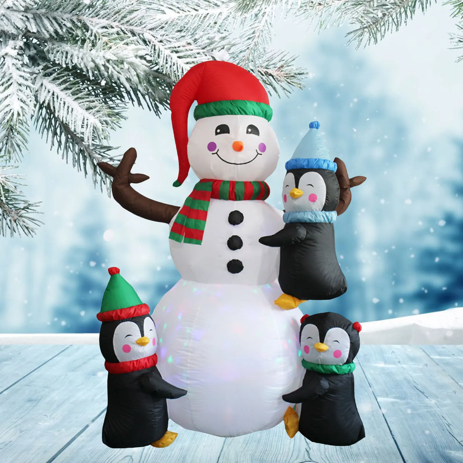 

Рождественский снеговик пингвин надувные украшения уличные Пингвины милые светодиодные фонари для помещений подарок для праздника 1,8 м ис...