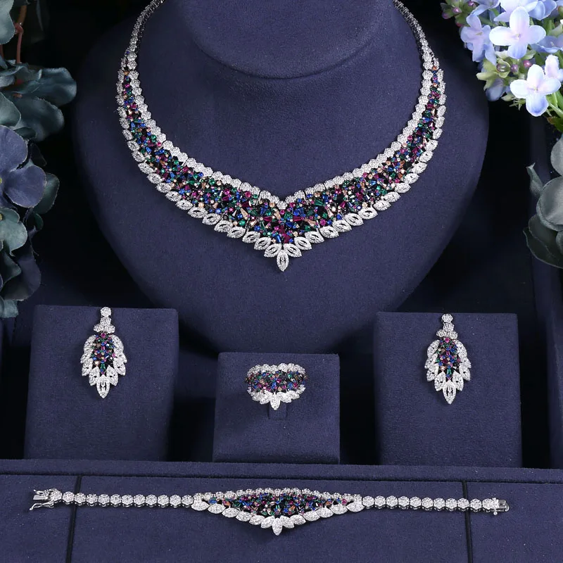 Janekelly Нигерия 4 шт. Свадебные циркониевые Ювелирные наборы для вечерние роскошный