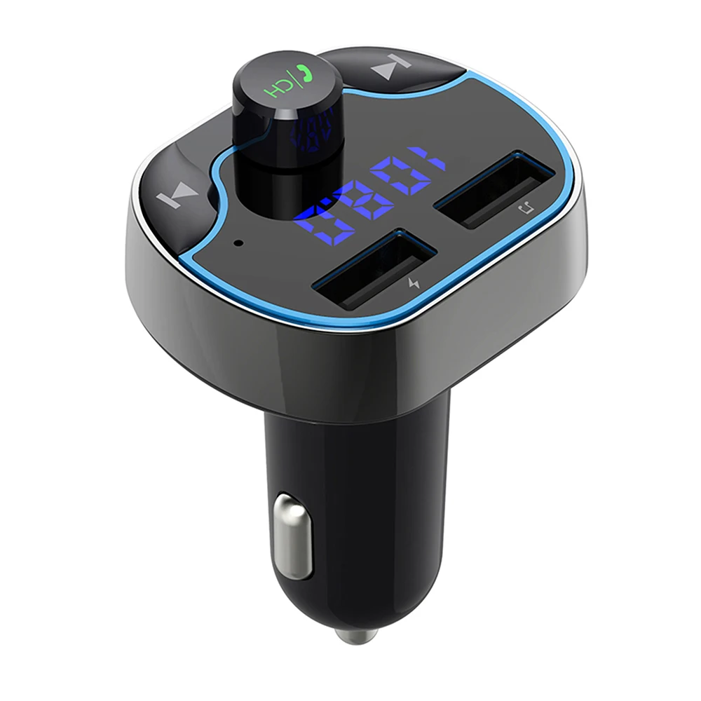 

T24 FM Transmitter Dual USB Fast Charger Voice Navigation Car Hands-free Call Bluetooth-compatible MP3 Player Car Accessories