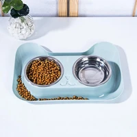 new fashion pet dog cat stainless steel double bowl spill proof food water feeding supply %e2%80%8bpet puppy cat supplies accessories