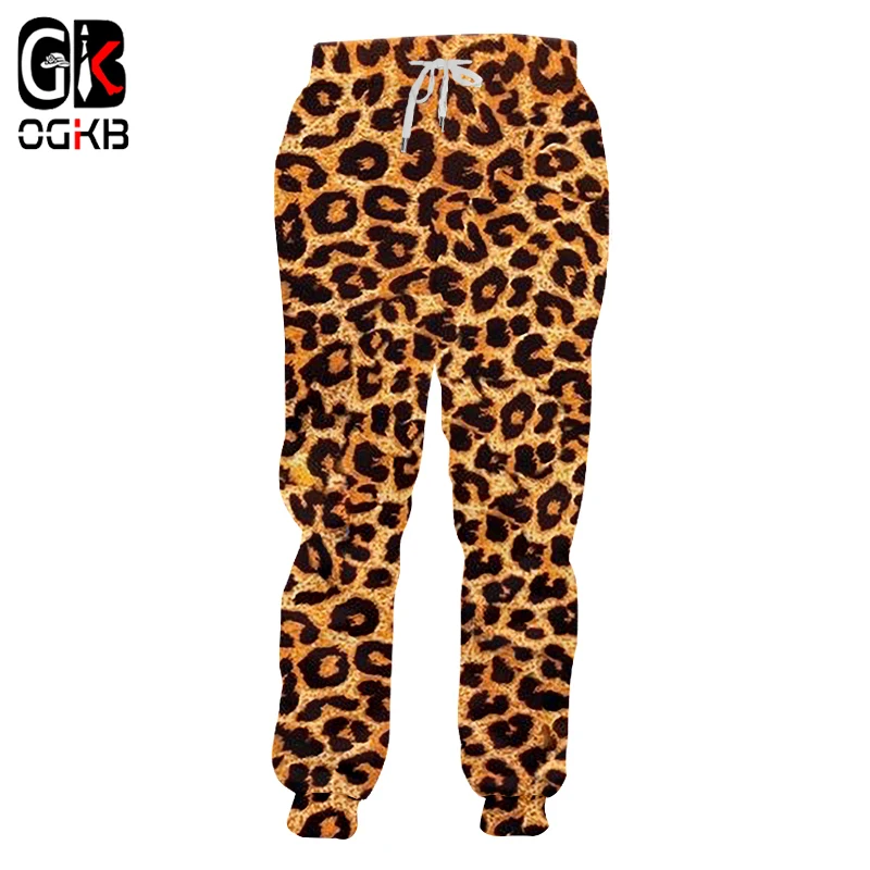 Брюки джоггеры OGKB мужские с 3D принтом модные длинные штаны животными леопардовые