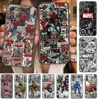 marvel comics phone case for xiaomi redmi 11 lite pro ultra 10 9 8 mix 4 fold 10t black cover silicone back prett