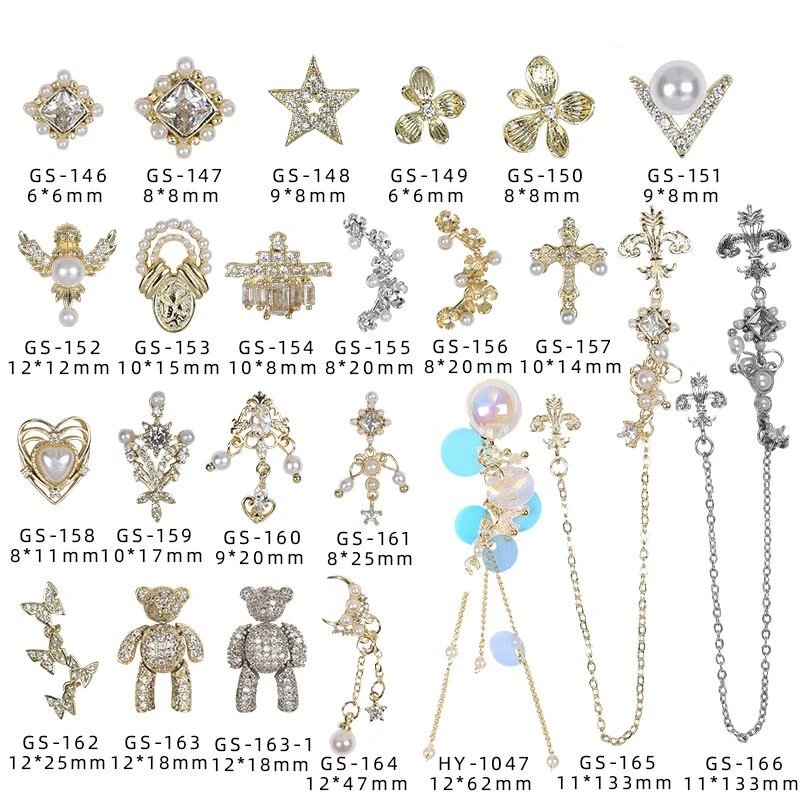 10 pcs/pack Charm Zircon Shiny Alloy 3D Nail Art Decorations Luxury Crystal Pendant Jewelry Cute Bear Manicure Design Accessory | Красота и