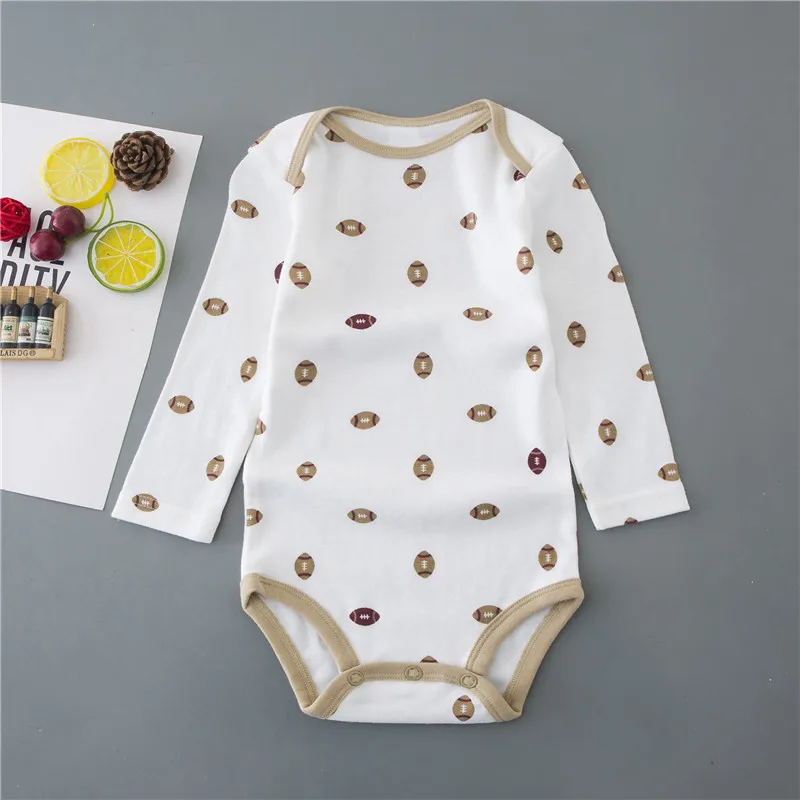 Football Унисекс от 3 до 24 месяцев, хлопок, комбинезон, одежда для маленьких мальчиков, боди с длинными рукавами для новорожденных, цельнокроеная одежда с круглым вырезом для маленьких девочек - Цвет: Football