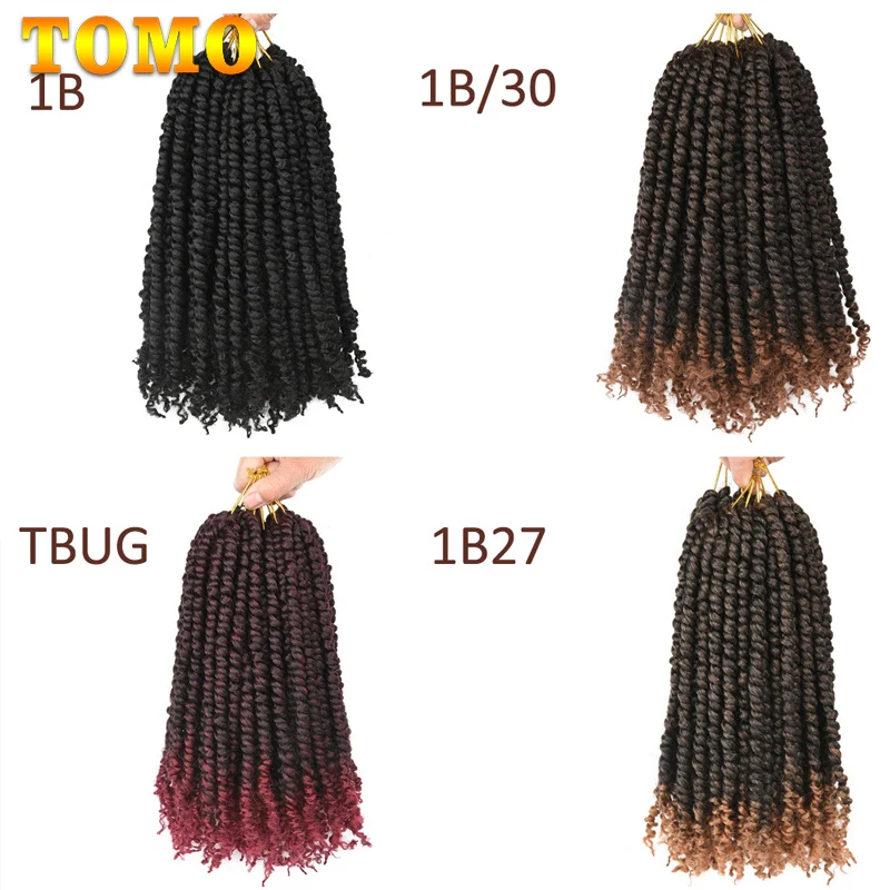 

Tomo 12Inch Pre-twisted Passion Twist Hair Pre-looped Bomo Twist Braid Heat Resistant Synthetic Crochet Braiding Hair Extensions